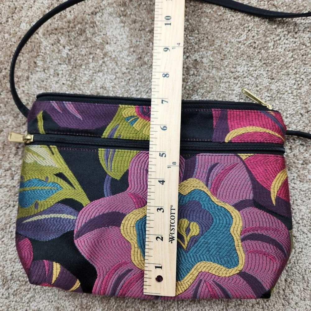 Danny K Beverly Hills Floral Tapestry Crossbody Bag Purple Pink Made in USA